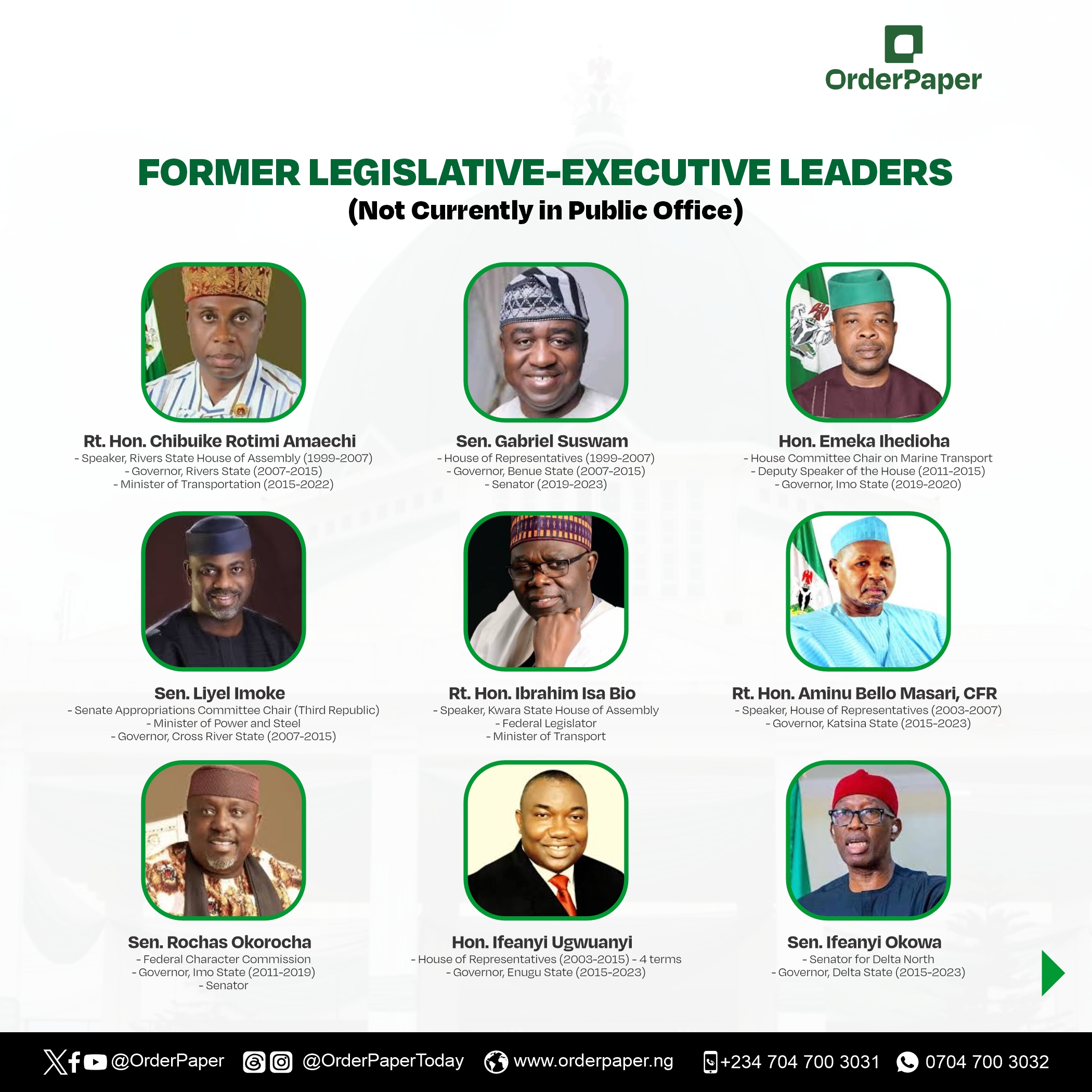 Former legislative-executive leaders