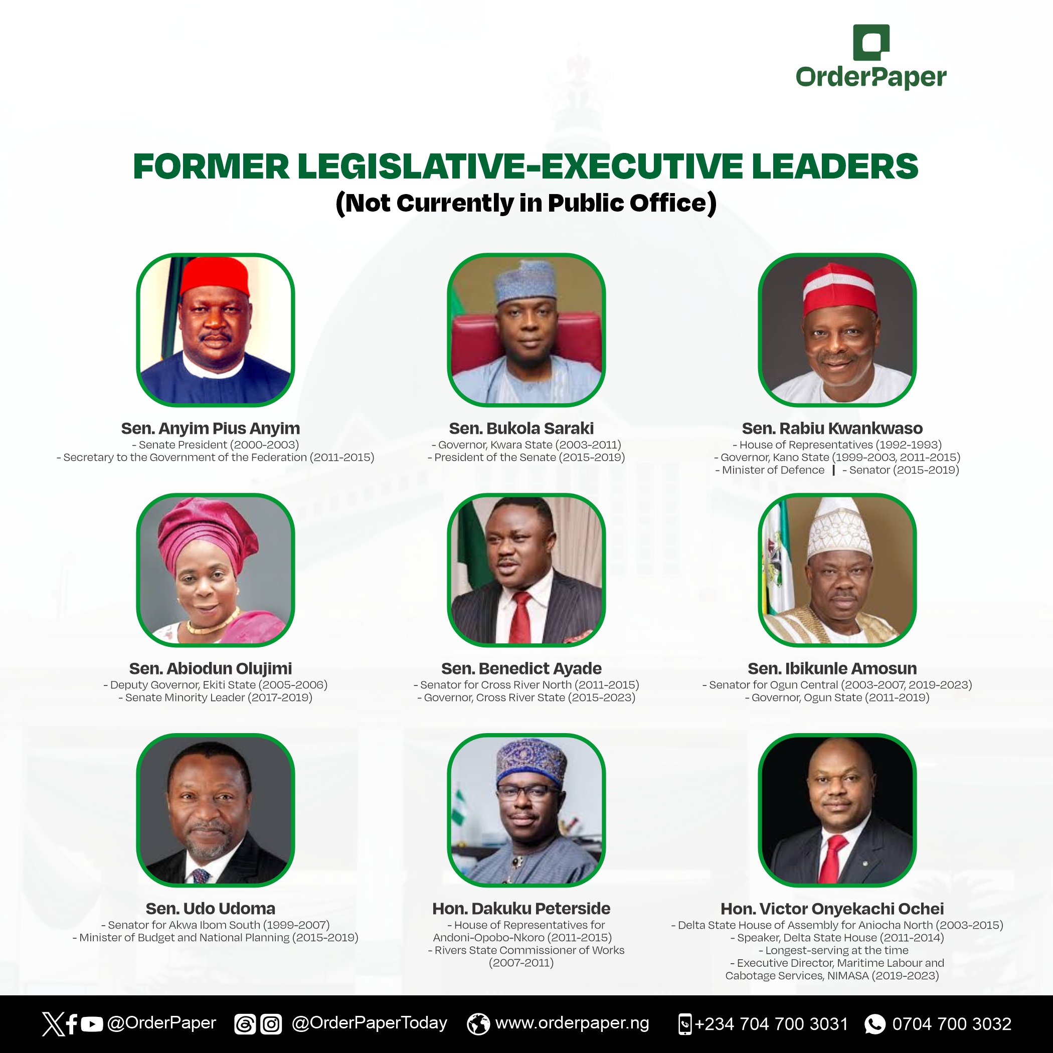 Former legislative -executive leaders